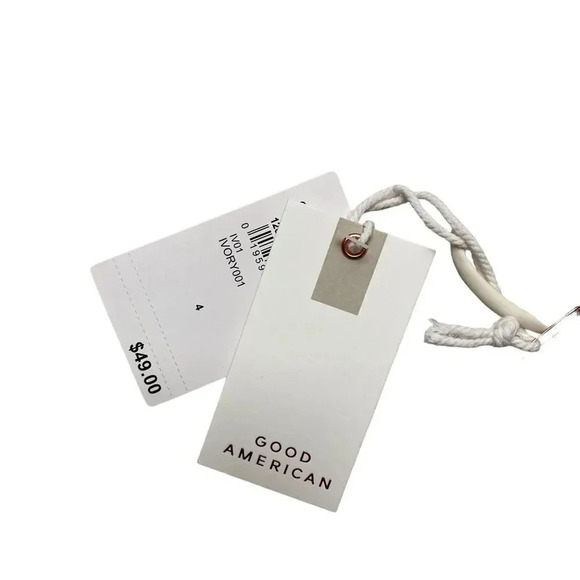 NWT Good American Tiny Ties Triangle Bikini Top Ivory 001 L Matte Swimwear - Picture 8 of 9